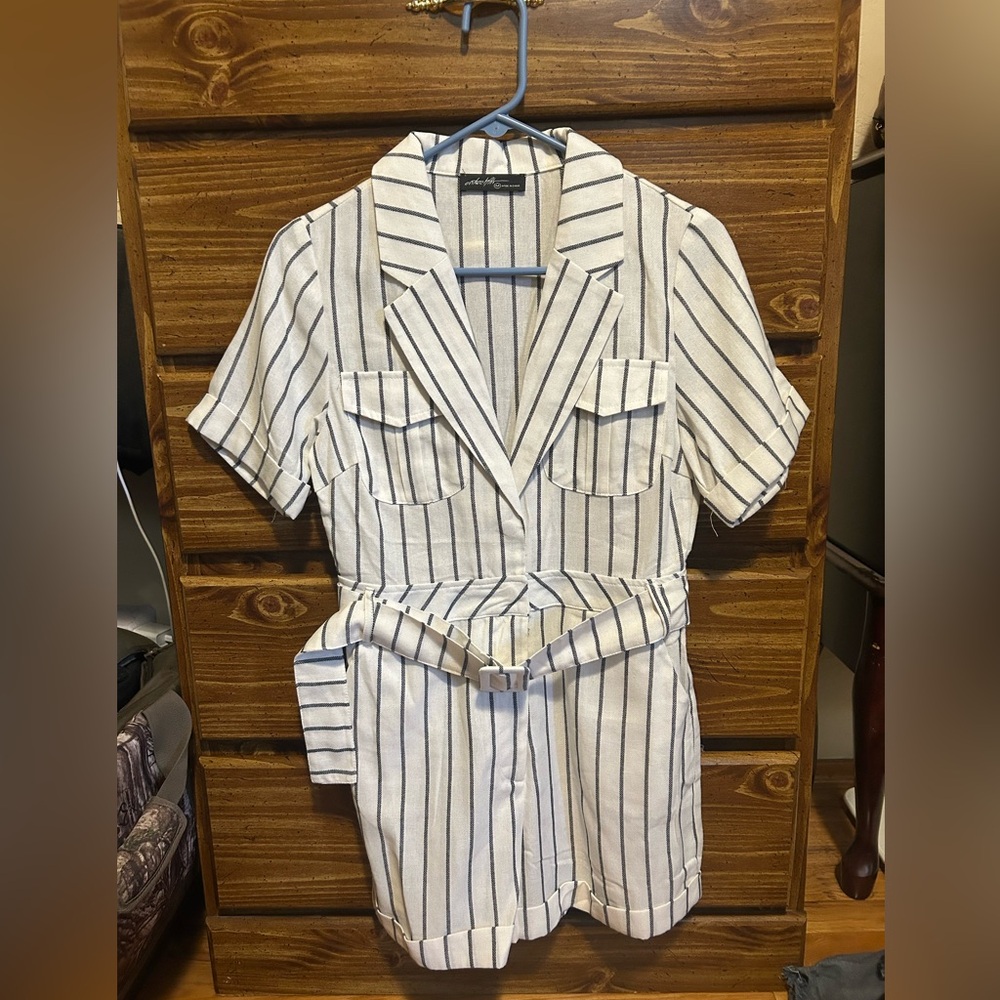 White and Black Striped Jumpsuit